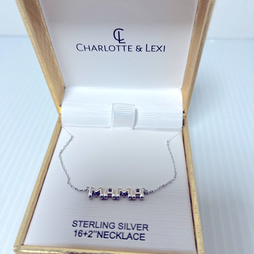 Charlotte & Lexi .925 Sterling Silver “MAMA” Necklace 16”+2” long